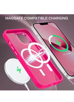 BENTOBEN جراب BENTOBEN المغناطيسي لهاتف iPhone 13 وiPhone 14 [متوافق مع Magsafe] جراب هاتف شفاف غير لامع لهاتف iPhone 13/14، غطاء واقٍ نحيف مقاوم للصدمات للنساء والرجال لهاتف iPhone 13/14 مقاس 6.1 بوصة، وردي ساخن  - Image 5