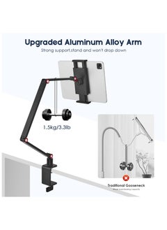 XiuWoo Portable Tablet Stand Holder, Monitor Stand Holder,Webcam Camera Ring Light Desk Mount with 360°Rotate Base,Fits for 4.7-16inch Phone,Tablet,Kindle,Switch  - Image 2