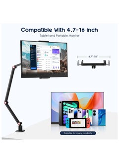 XiuWoo Portable Tablet Stand Holder, Monitor Stand Holder,Webcam Camera Ring Light Desk Mount with 360°Rotate Base,Fits for 4.7-16inch Phone,Tablet,Kindle,Switch  - Image 5