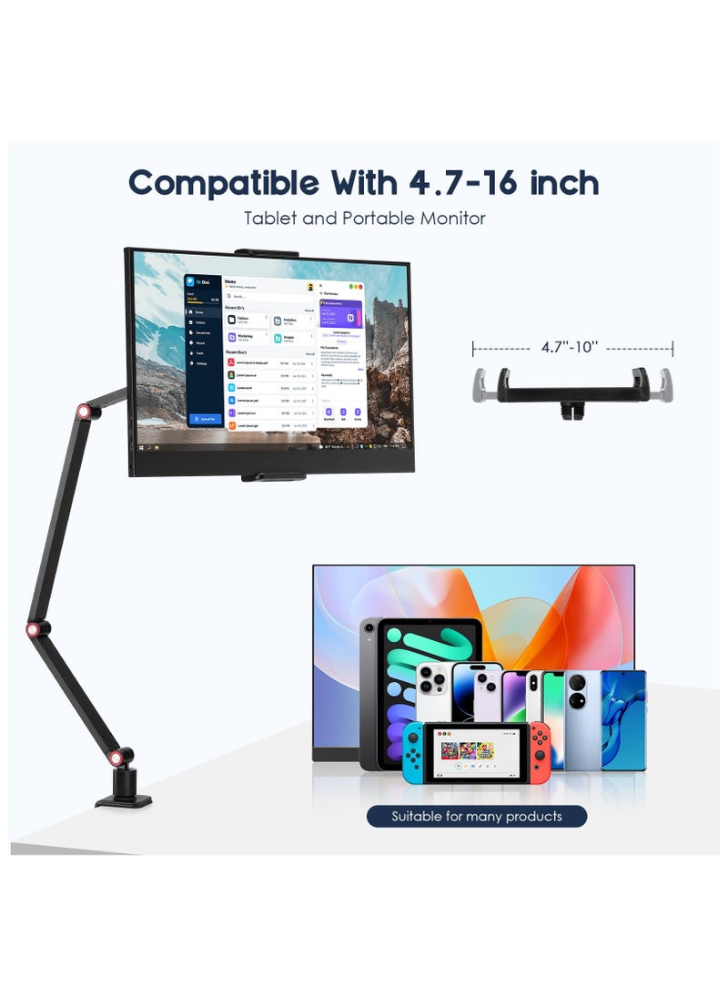 XiuWoo Portable Tablet Stand Holder, Monitor Stand Holder,Webcam Camera Ring Light Desk Mount with 360°Rotate Base,Fits for 4.7-16inch Phone,Tablet,Kindle,Switch  - Image 5