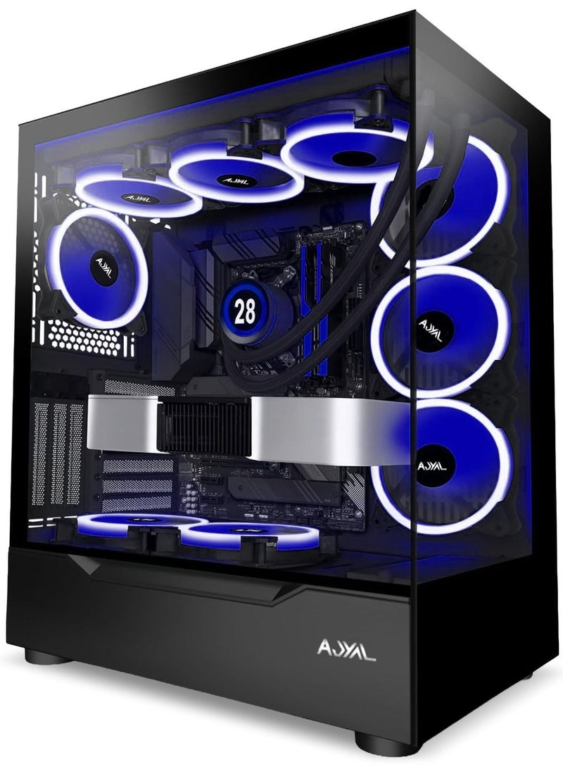أجيال جهاز كمبيوتر للألعاب بمعالج AMD Ryzen 5 9600X، وبطاقة رسومات RTX 5060، وذاكرة وصول عشوائي DDR5 سعة 16 جيجابايت، وقرص SSD من نوع NVMe بسعة 1 تيرابايت، ووحدة تزويد طاقة بقدرة 750 واط، ومبرد هوائي بإضاءة RGB، وحافظة بإضاءة ARGB، وستة مراوح (معالج AMD Ryzen 5 9600X، وبطاقة رسومات RTX 5060)، ونظام تشغيل Windows 11 Pro. - Image 1