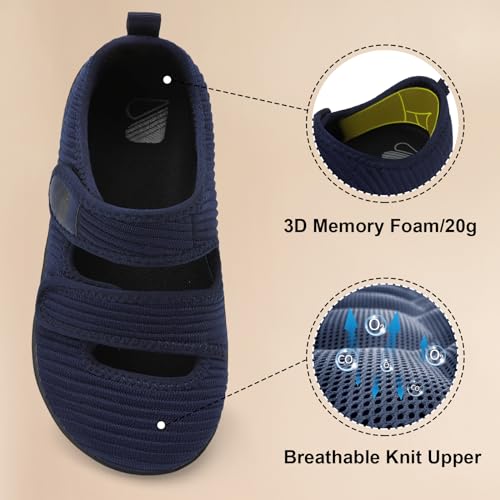 Besroad Womens Diabetic Walking Shoes Adjustable Swollen Feet Shoes Extra Wide Barefoot Sneakers 10Wide Navy - Image 5
