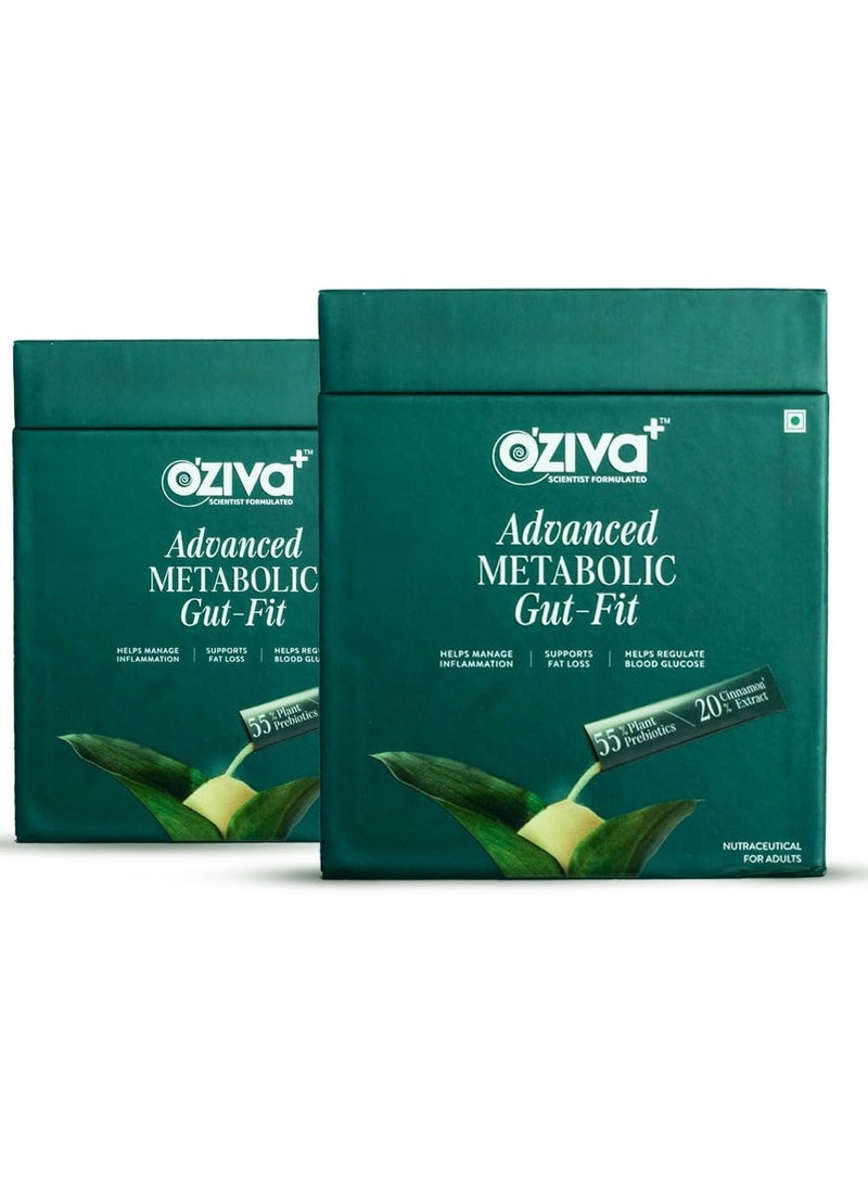أوزيفا تقوية الأمعاء الأيضية المتقدمة لصحة الأمعاء والتمثيل الغذائي | مع بوليفينول القرفة، وB420™ بروبيوتيك، وألياف الشوفان بريبيوتيك | 60 كيسًا + 60 قرصًا فوارًا (عبوة 2) - Image 1
