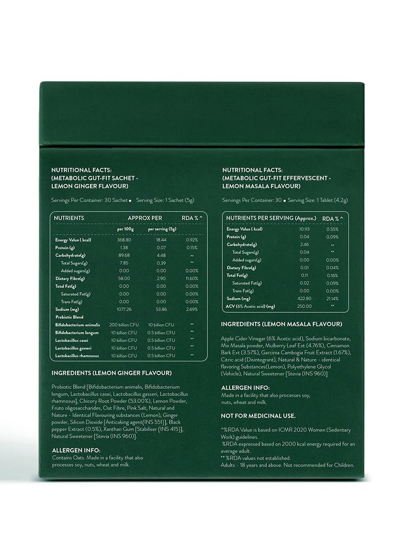 أوزيفا تقوية الأمعاء الأيضية المتقدمة لصحة الأمعاء والتمثيل الغذائي | مع بوليفينول القرفة، وB420™ بروبيوتيك، وألياف الشوفان بريبيوتيك | 60 كيسًا + 60 قرصًا فوارًا (عبوة 2) - Image 2