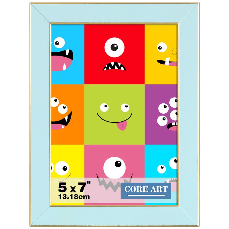 CORE ART 5x7 Picture Frame Soft Blue Photo Frame  5 by 7 Colorful Frame with HD Plexiglass  Wall or Tabletop Display - Image 1