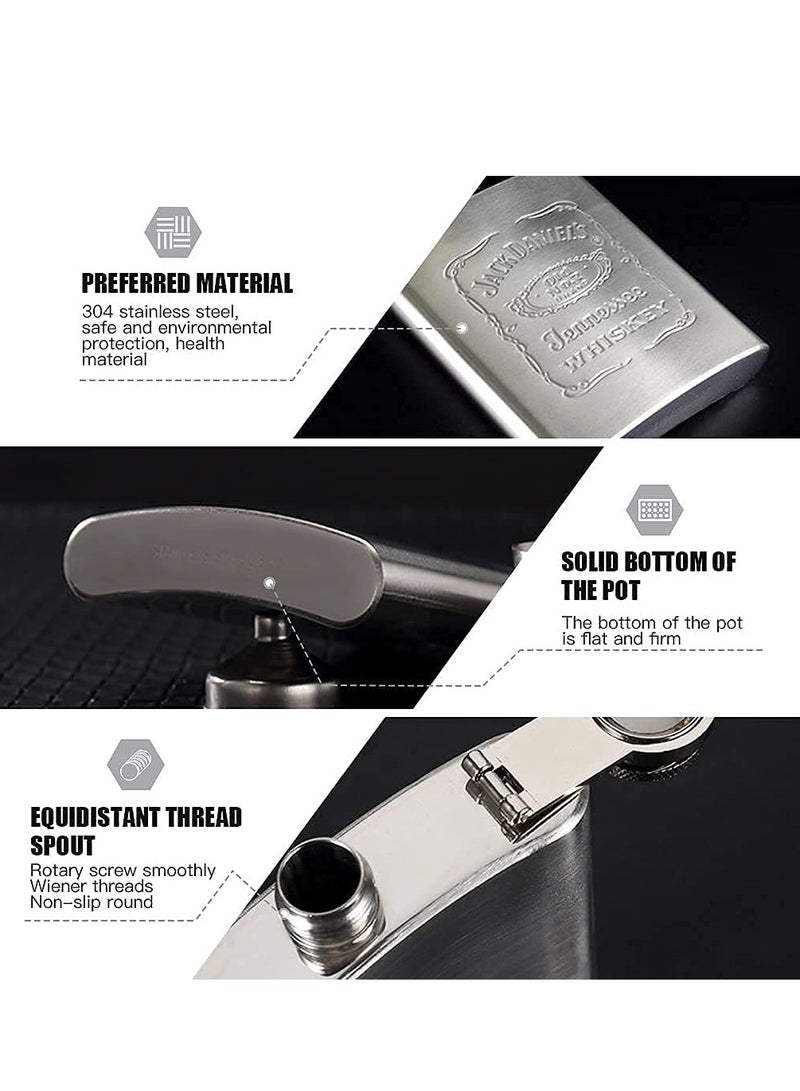 Hip Flasks for Liquor Set, Premium Stainless Hip Flask with 2 Cups and Funnel Gift Box Pocket Friendly Pocket Drinking Flask for Men and Women (Silver 210ml)  - Image 2