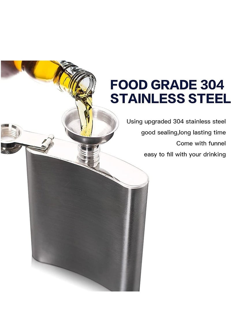 Hip Flasks for Liquor Set, Premium Stainless Hip Flask with 2 Cups and Funnel Gift Box Pocket Friendly Pocket Drinking Flask for Men and Women (Silver 210ml)  - Image 4