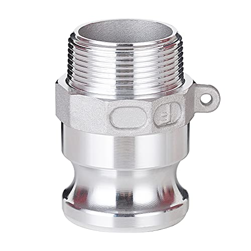 Eastrans Aluminum Global Cam Lock Fittings Type F Cam & Groove Hose Fittings, 1.5 inch Camlock Coupling, 1.5" Plug x 1.5" NPT Male - Image 3