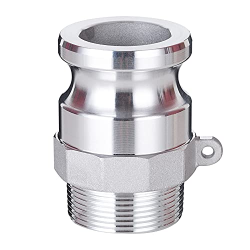 Eastrans Aluminum Global Cam Lock Fittings Type F Cam & Groove Hose Fittings, 1.5 inch Camlock Coupling, 1.5" Plug x 1.5" NPT Male - Image 2