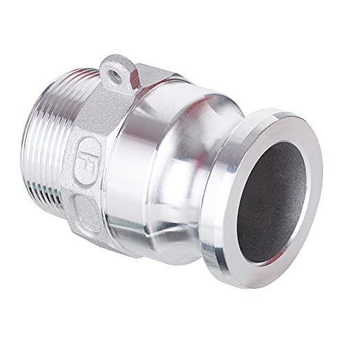 Eastrans Aluminum Global Cam Lock Fittings Type F Cam & Groove Hose Fittings, 1.5 inch Camlock Coupling, 1.5" Plug x 1.5" NPT Male - Image 1