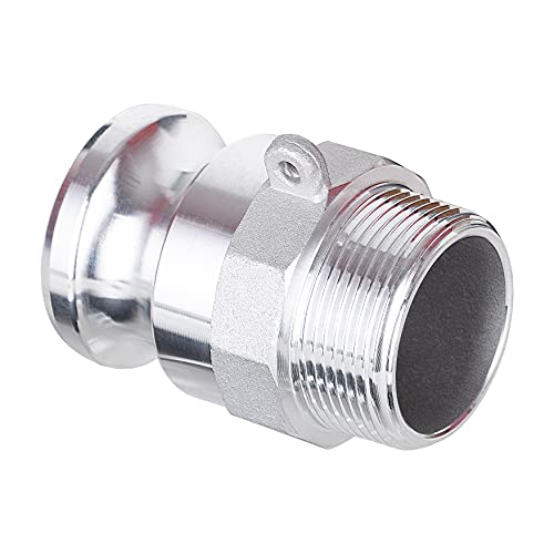 Eastrans Aluminum Global Cam Lock Fittings Type F Cam & Groove Hose Fittings, 1.5 inch Camlock Coupling, 1.5" Plug x 1.5" NPT Male - Image 5