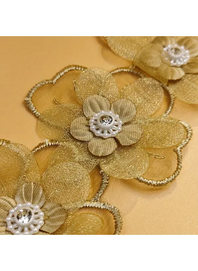 Pink Rhinestone Beaded 3D Flower Lace Trim Ribbon for Sewing Wedding Party Craft Decoration - Image 3