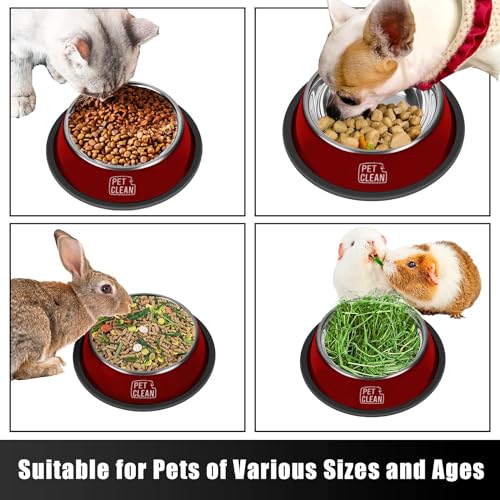 Pet Clean Stainless Steel Dog Bowl, Medium Dog Food Bowl with Rubber Base for Dogs & Cats, 700ml (Set of 2, Red) - Image 5