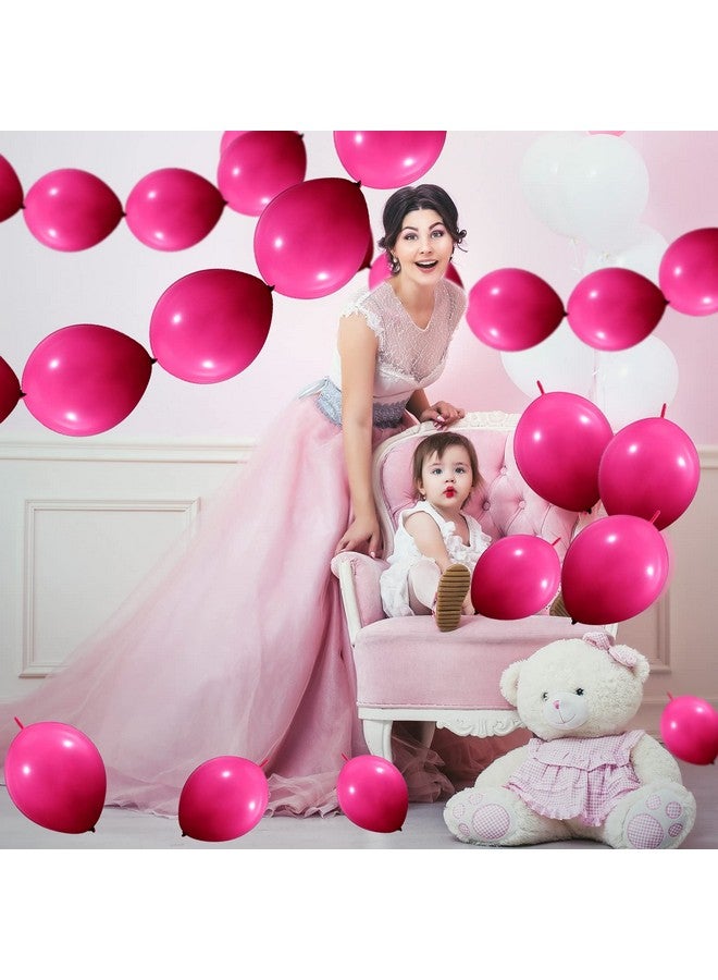 Meanplan 100 Pcs Link Balloon Linking Balloon Latex Linkable Balloons Connected Wedding Party Decoration (Rose Red 10 Inch) - Image 2