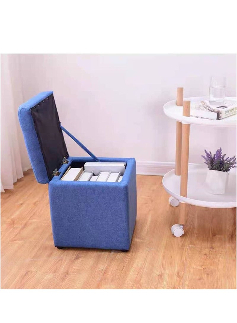 LINGWEI Foldable Chair Ottoman Linen Storage Stool Storage Box Change Shoe Chair Ottoman Bench  - Image 1