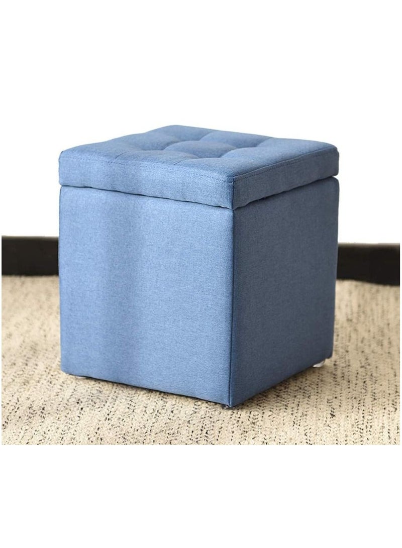 LINGWEI Foldable Chair Ottoman Linen Storage Stool Storage Box Change Shoe Chair Ottoman Bench  - Image 3