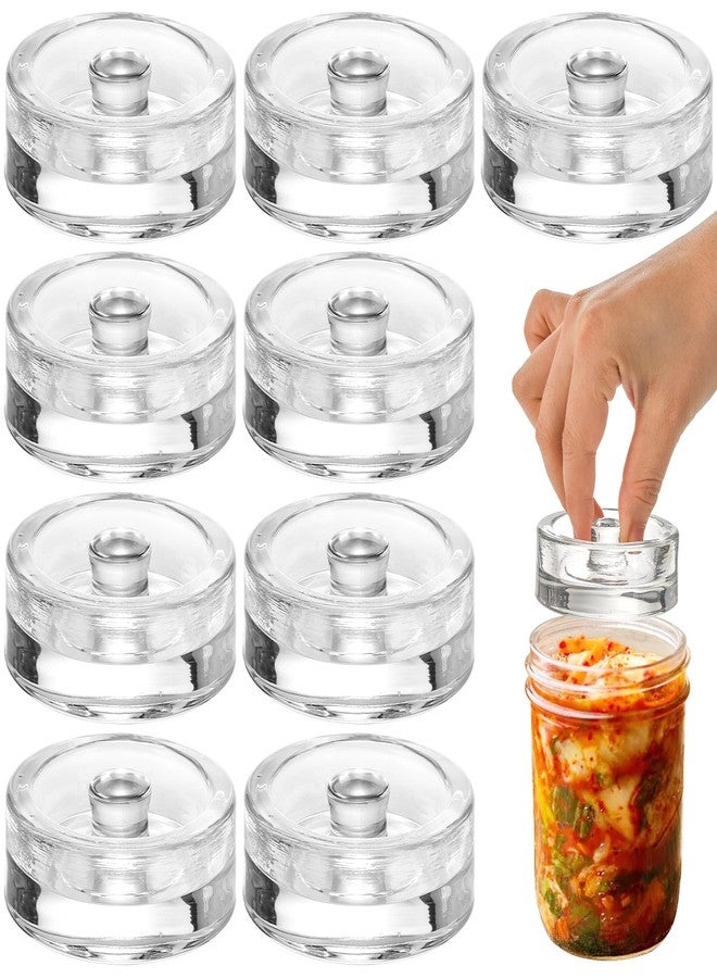 TOPZEA 9 Pack Fermentation Glass Weight with Easy Grip Handle, for Wide Mouth Mason Jars, Heavy Fermenting Lids, Pickling Canning Supplies Kit, Dishwasher Safe - Image 1