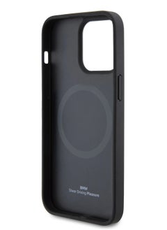 BMW iPhone 14 Pro - Leather Navy Blue Mag Safe Compatible Hard Case Hot Stamp Design - BMW  - Image 4