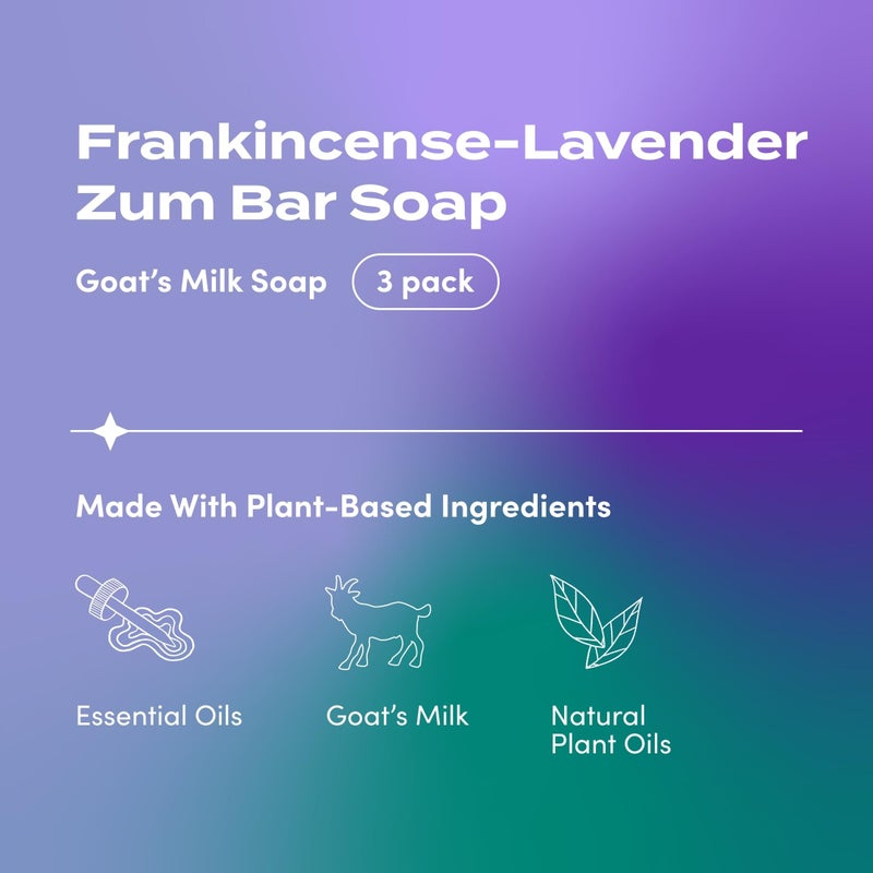 Indigo Wild Zum Goat's Milk Soap Bar - Bar Soap for Hands & Body Made with Essential Oils - 3 oz - Frankincense-Lavender (3 Pack) - Image 2