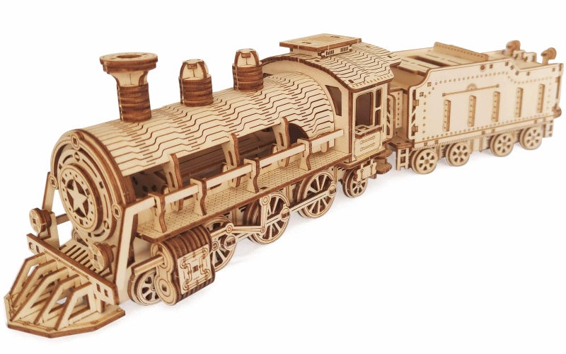i-CHONY 3D Wooden Puzzle  DIY Mechanical Steam Train Model Kits  Wood Crafts Vehicle Building Model  Wooden STEM Brain Teaser Puzzle  Steam Train Christmas Birthday Gifts for Adults  Teens - Image 2