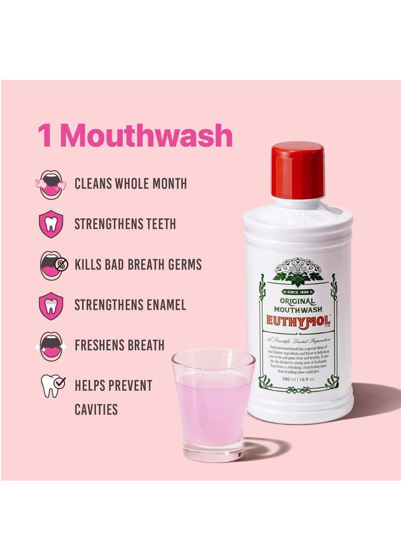 Euthymol Euthymol Original Mouthwash 500ml + Euthymol Icy Mint Mouthwash 500ml + Euthymol Mild Mint Mouthwash 500ml  - Image 2