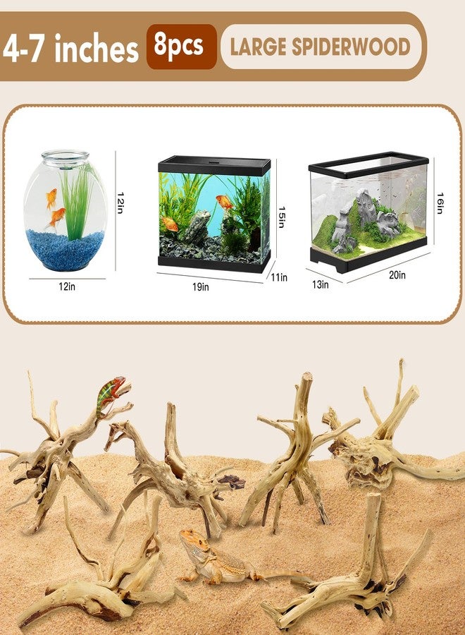 Jorewood Natural Small Spiderwood Driftwood for Aquarium Decor Rptile Fish Tank Decoration Assort Branch 4-7'' 8 Pcs - Image 2