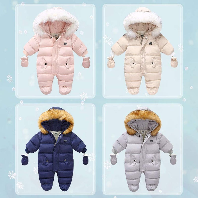 Xifamniy Baby Girls And Boys Snowsuit Winter Suits Jumpsuit Outwear Hooded Footie Snow Suits - Image 5