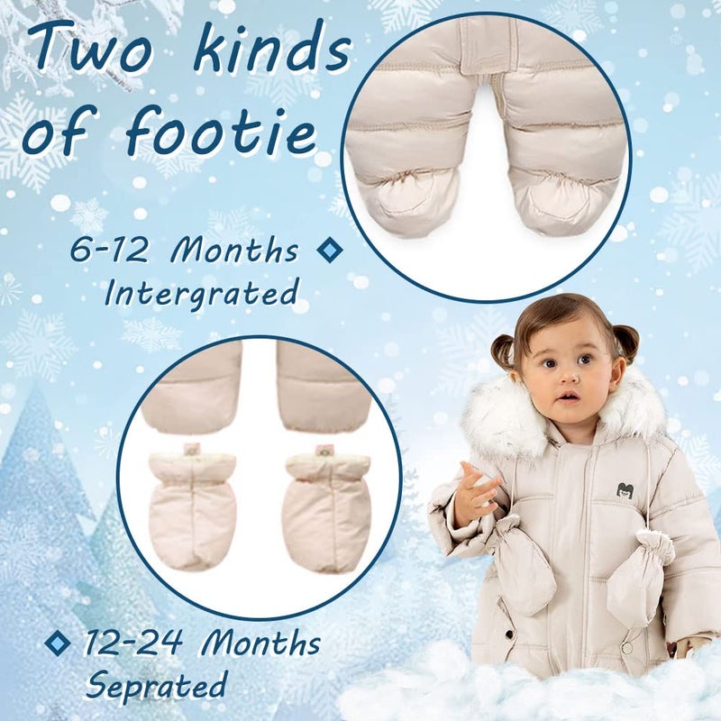 Xifamniy Baby Girls And Boys Snowsuit Winter Suits Jumpsuit Outwear Hooded Footie Snow Suits - Image 2