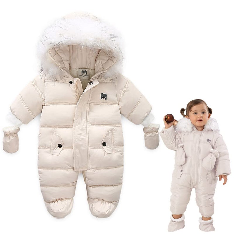Xifamniy Baby Girls And Boys Snowsuit Winter Suits Jumpsuit Outwear Hooded Footie Snow Suits - Image 1