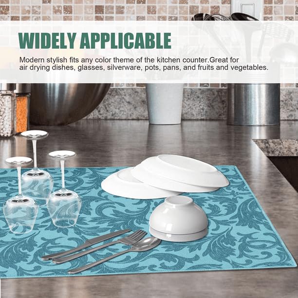 Being One BeingOne Water Absorbent Kitchen mat for Wet Utensils Microfiber Dish Drying Mat for Kitchen Utensils |Dish Splash Proof mat |Kitchen Absorbent draining mat| Reversible (Pack of 2) - Image 5