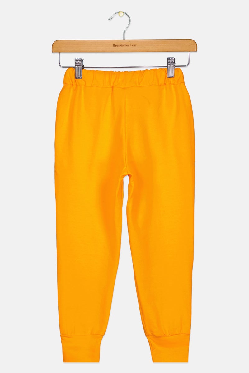 Hey Popinjay سروال جوجر للأطفال الأولاد بشعار العلامة التجارية مع حبل سحب، برتقالي - Image 2