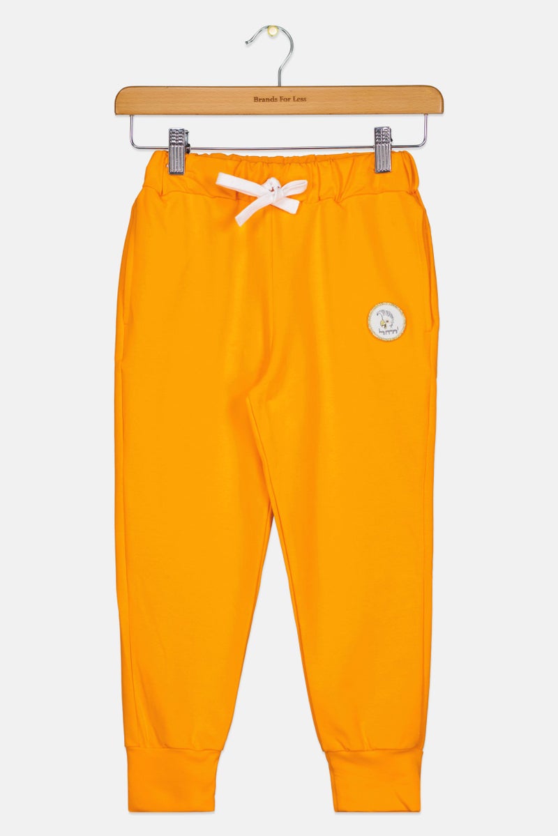 Hey Popinjay سروال جوجر للأطفال الأولاد بشعار العلامة التجارية مع حبل سحب، برتقالي - Image 3