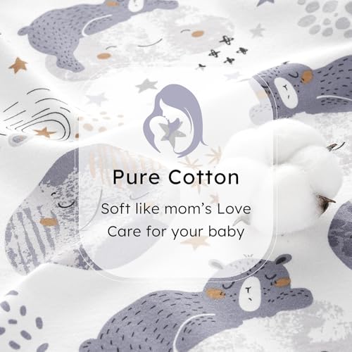 FIEMOL Baby Sleep Sack 12-18 months, 100% Cotton Sleeping Sack for Newborn and Infant, 3 Pack Baby Wearable Blanket for Boy and Girl, 0.5 Tog Lightweight Double Zipper Sleep Bag Grey Moon Bear - Image 5