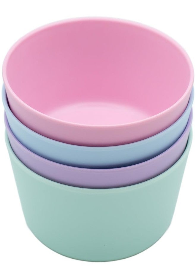 WeeSprout Bamboo Kids Bowls, Set of Four 10 oz Kid-Sized Bamboo Bowls, Dishwasher Safe Kid Bowls (Pastel Blue, Mint, Purple & Pink) - Image 1