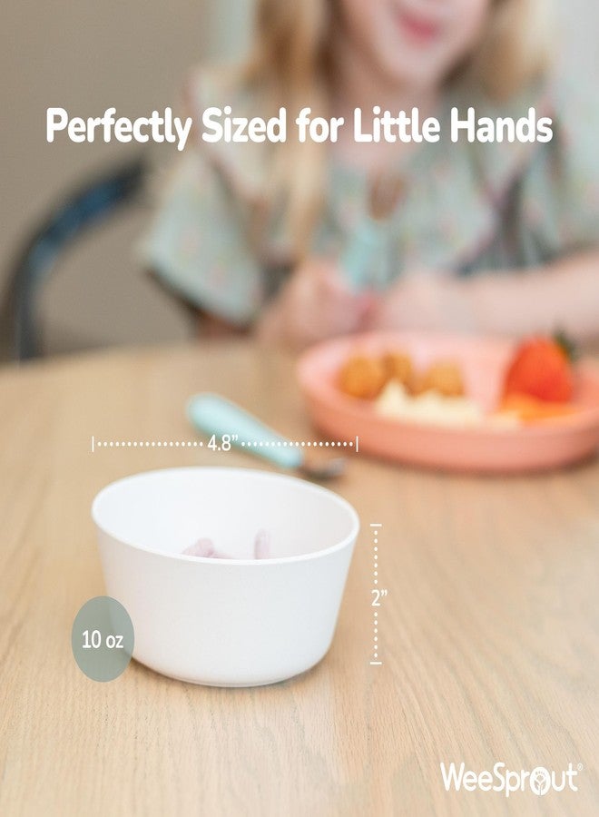 WeeSprout Bamboo Kids Bowls, Set of Four 10 oz Kid-Sized Bamboo Bowls, Dishwasher Safe Kid Bowls (Pastel Blue, Mint, Purple & Pink) - Image 2