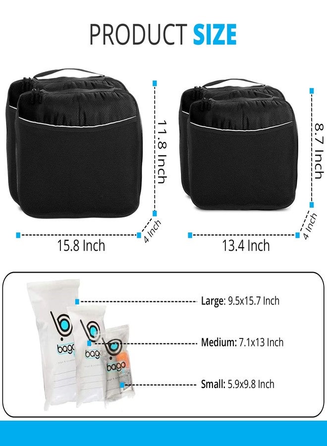 باجو مجموعة باجو من 7 مكعبات تعبئة للسفر - 4 مكعبات تعبئة للحقائب مع 3 أكياس بسحاب - حقائب تنظيم الأمتعة للحصول على أقصى مساحة تخزين، وتوفير الوقت والجهد في التعبئة (أسود) - Image 2