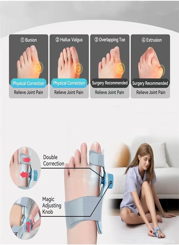 تيك لوف Techlowe Bunion مصحح للنساء والرجال ، قابل للتعديل مقبض الباب المزدوج مصحح فاصل إصبع القدم الكبير تخفيف الضغط bunion جبيرة المطرقة إصبع القدم مصحح مع بطانة مريحة وفعالة ، 1 قطعة  - Image 2