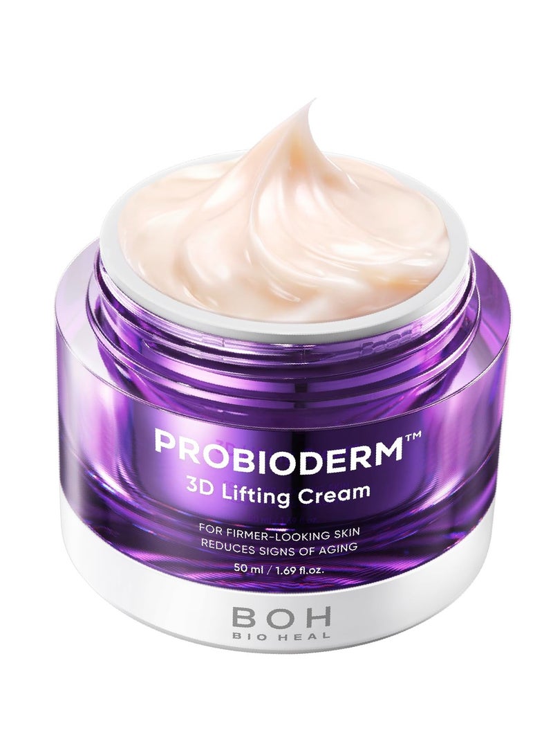 BIOHEAL BOH Probioderm 3D Lifting Cream 1.7 fl oz | Advanced Korean Anti-Aging Probiotic Facial Night Cream with 17-Peptide Complex & Patented Probioderm for Wrinkles on Face and Neck