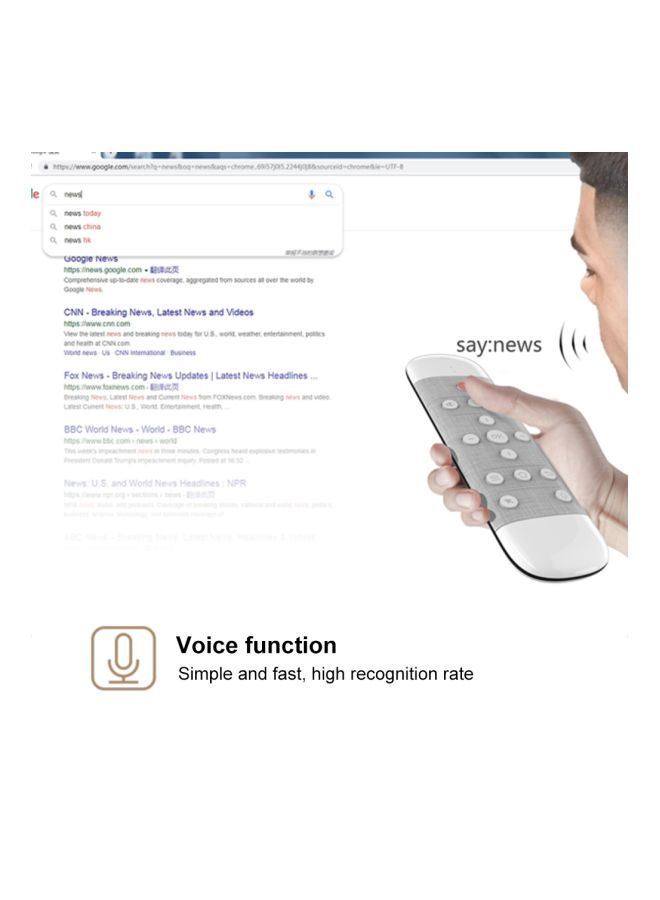 NIBEMINENT Q40 Air Mouse Voice Controlled Remote Control White  - Image 4