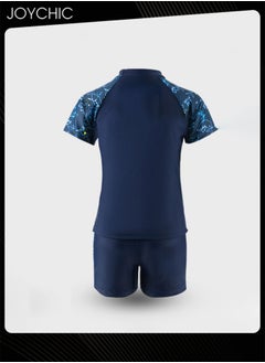 Joychic 2-piece Boys Summer Casual Swimsuits Kids Sun Protection Quick-drying and Breathable Short Sleeved Swimwear Separate Top and Bottom Set  - Image 2