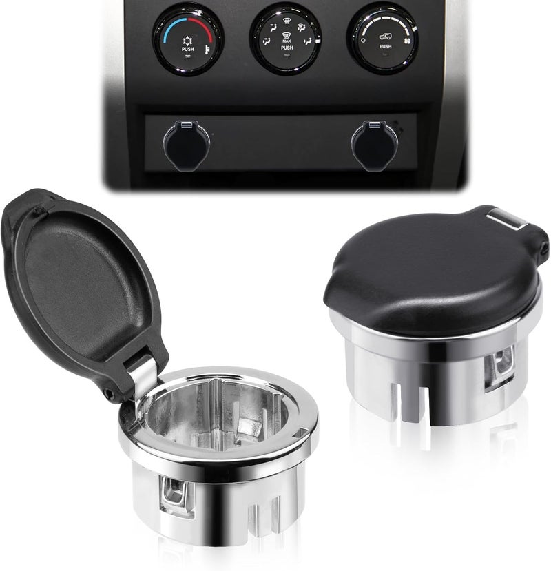 ecocstm 2 PCS Chrome Cigarette Lighter Plug Cover for Chevrolet and GMC - Image 1