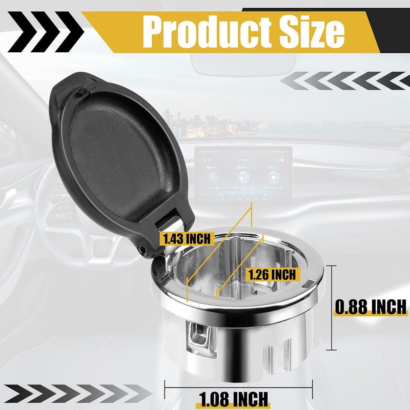 ecocstm 2 PCS Chrome Cigarette Lighter Plug Cover for Chevrolet and GMC - Image 2