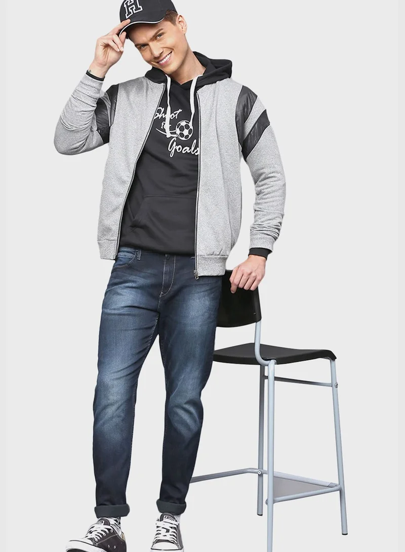 Campus Sutra Striped Sweatshirt