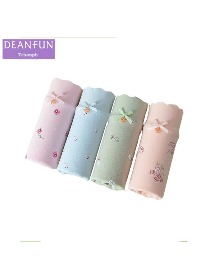 Deanfun Women's Underwear, 95% Cotton Lace, Mid-rise, Seamless, Printed Women's Triangle Briefs, Four Pieces Gift Box, Size 2, Xxl - Image 1