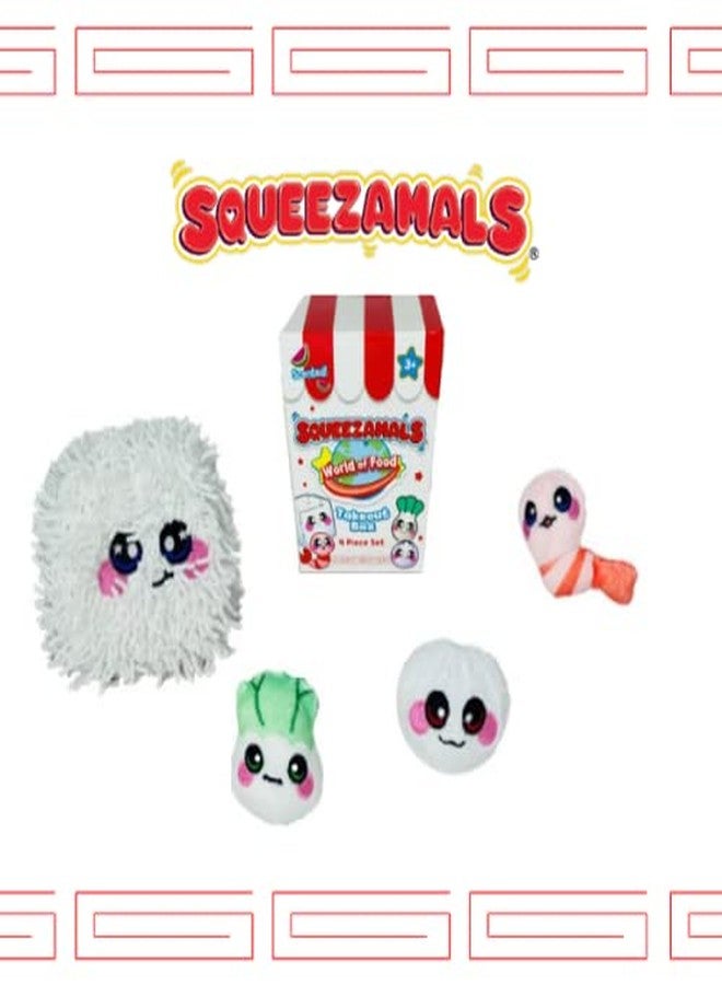 Squeezamals World of Food- Chinese Takeout Box Kids Playset- 4 pc Food Plush Toy- Includes Scented Food Mini Plushies for Toddler Pretend Play, Made with, Safe Materials, Multi-Color, (SQ01579) - Image 2