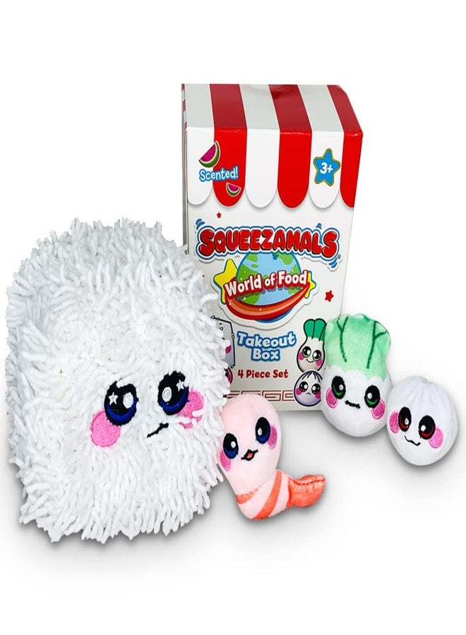 Squeezamals World of Food- Chinese Takeout Box Kids Playset- 4 pc Food Plush Toy- Includes Scented Food Mini Plushies for Toddler Pretend Play, Made with, Safe Materials, Multi-Color, (SQ01579) - Image 1