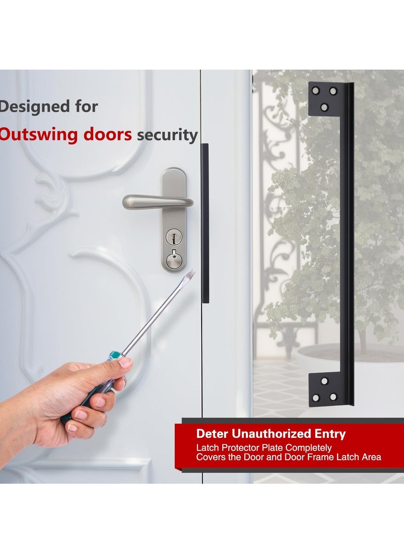 Door Latch Guard Plate, Outswing Door Security Protector, L-Shaped Door Latch Shield, Extra Security Door Locks Door Blocker, Steel Latch Guard Plate Cover (11") - Image 3