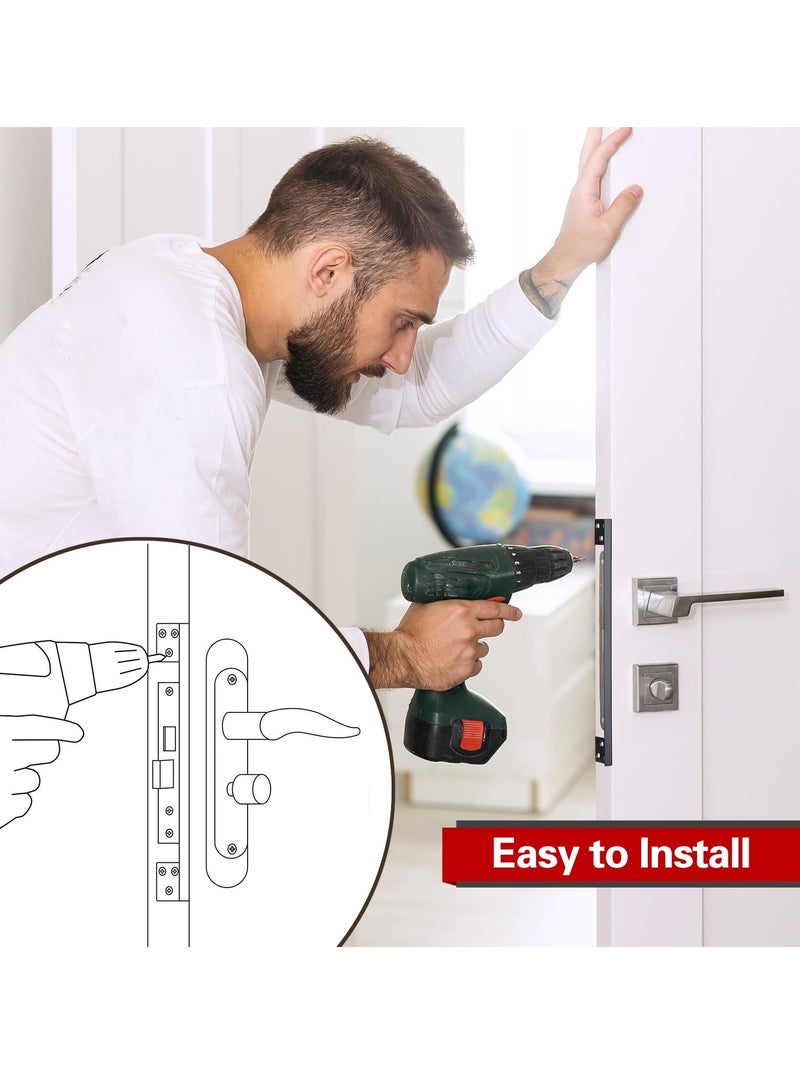 Door Latch Guard Plate, Outswing Door Security Protector, L-Shaped Door Latch Shield, Extra Security Door Locks Door Blocker, Steel Latch Guard Plate Cover (11") - Image 5