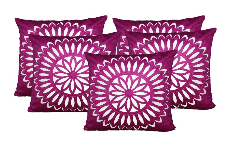 JDX Polyester 200TC Cushion Covers, 16X16 inches, Pink, 5 Pieces - Image 5