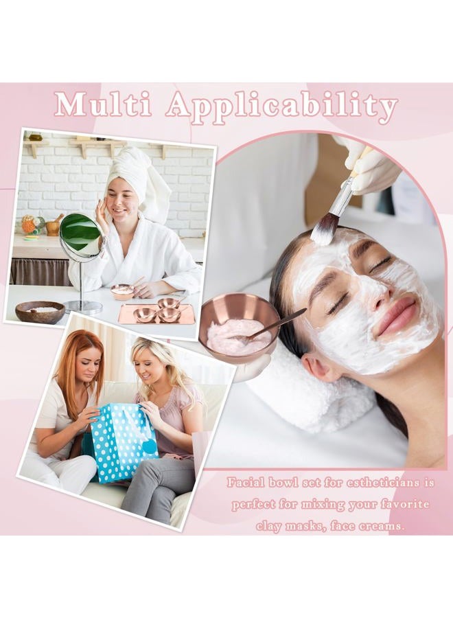 DLUGOPIS 9 Pcs Gold Facial Supplies Large Rose Gold Skincare Tray 4 Stainless Steel Facial Mask Mixing Bowls 4 Esthetician Mixing Spoons Spa Tray Esthetician Bowls for Mask Body Care Bathroom - Image 4